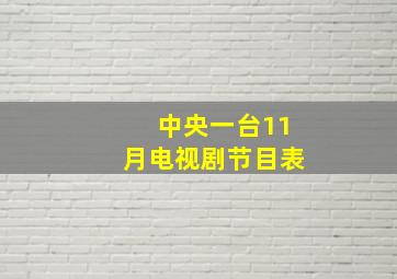 中央一台11月电视剧节目表