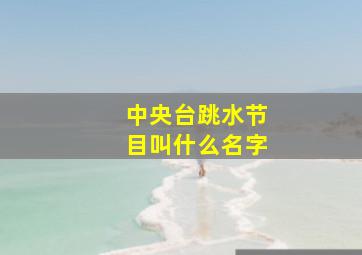 中央台跳水节目叫什么名字