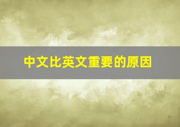 中文比英文重要的原因