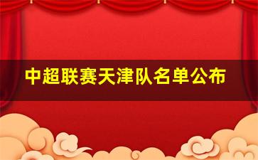 中超联赛天津队名单公布