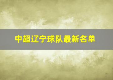 中超辽宁球队最新名单