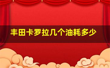 丰田卡罗拉几个油耗多少