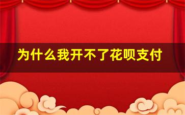 为什么我开不了花呗支付