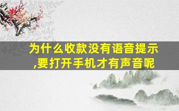 为什么收款没有语音提示,要打开手机才有声音呢