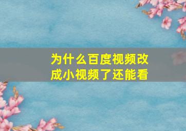 为什么百度视频改成小视频了还能看