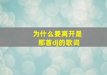 为什么要离开是那首dj的歌词