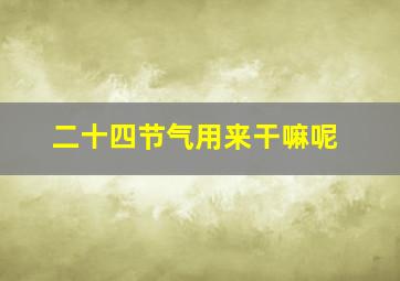 二十四节气用来干嘛呢