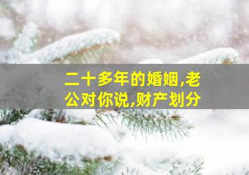 二十多年的婚姻,老公对你说,财产划分