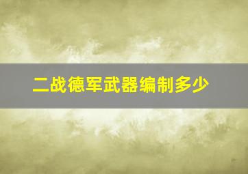 二战德军武器编制多少