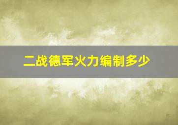 二战德军火力编制多少