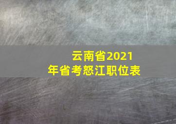 云南省2021年省考怒江职位表