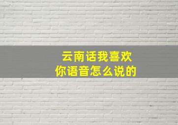 云南话我喜欢你语音怎么说的