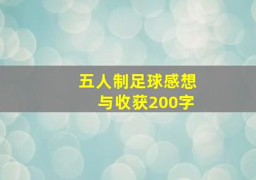 五人制足球感想与收获200字