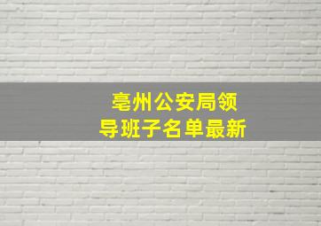 亳州公安局领导班子名单最新