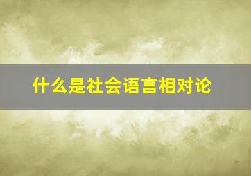 什么是社会语言相对论