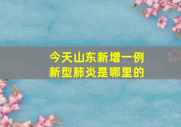 今天山东新增一例新型肺炎是哪里的