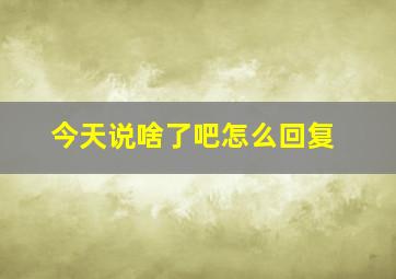 今天说啥了吧怎么回复