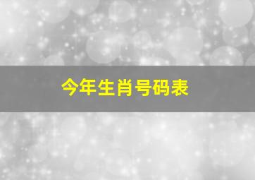 今年生肖号码表