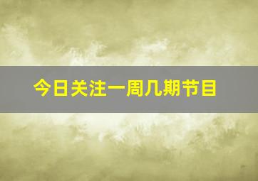 今日关注一周几期节目