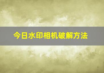 今日水印相机破解方法