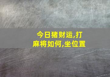 今日猪财运,打麻将如何,坐位置