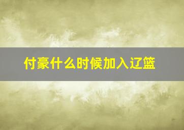 付豪什么时候加入辽篮