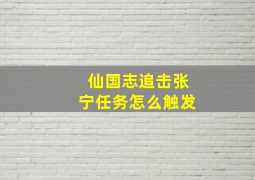 仙国志追击张宁任务怎么触发