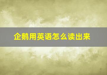 企鹅用英语怎么读出来