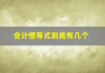 会计恒等式到底有几个