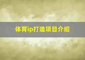 体育ip打造项目介绍