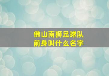 佛山南狮足球队前身叫什么名字