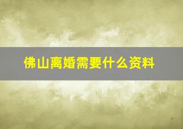 佛山离婚需要什么资料