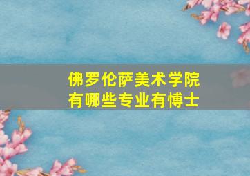 佛罗伦萨美术学院有哪些专业有愽士