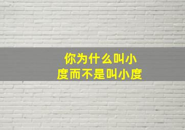 你为什么叫小度而不是叫小度