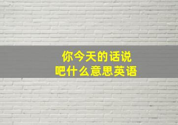 你今天的话说吧什么意思英语