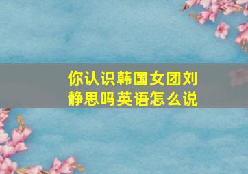 你认识韩国女团刘静思吗英语怎么说