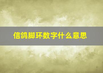 信鸽脚环数字什么意思