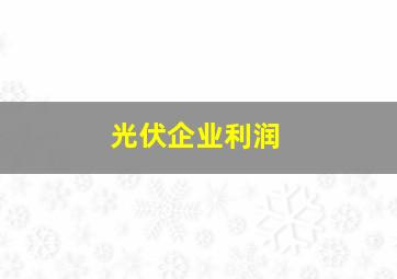 光伏企业利润