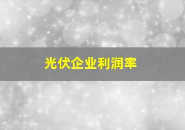 光伏企业利润率