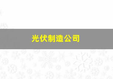 光伏制造公司