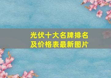 光伏十大名牌排名及价格表最新图片