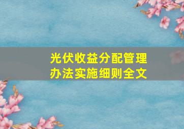 光伏收益分配管理办法实施细则全文