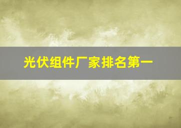 光伏组件厂家排名第一