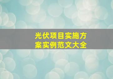 光伏项目实施方案实例范文大全