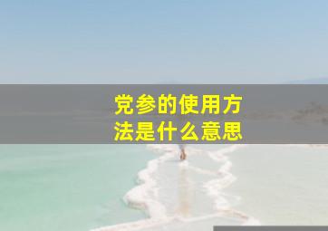 党参的使用方法是什么意思