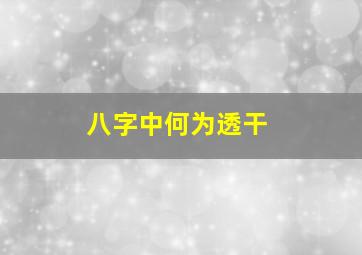 八字中何为透干