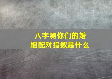 八字测你们的婚姻配对指数是什么