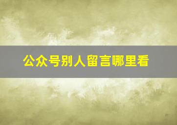 公众号别人留言哪里看