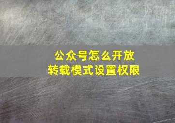 公众号怎么开放转载模式设置权限