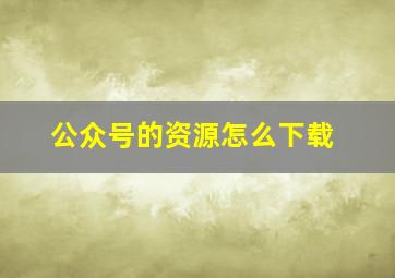 公众号的资源怎么下载